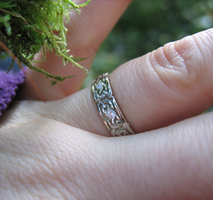The engagement ring in a faerie forest