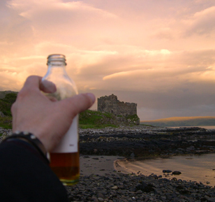 Toasting the sunset in Kilchoan